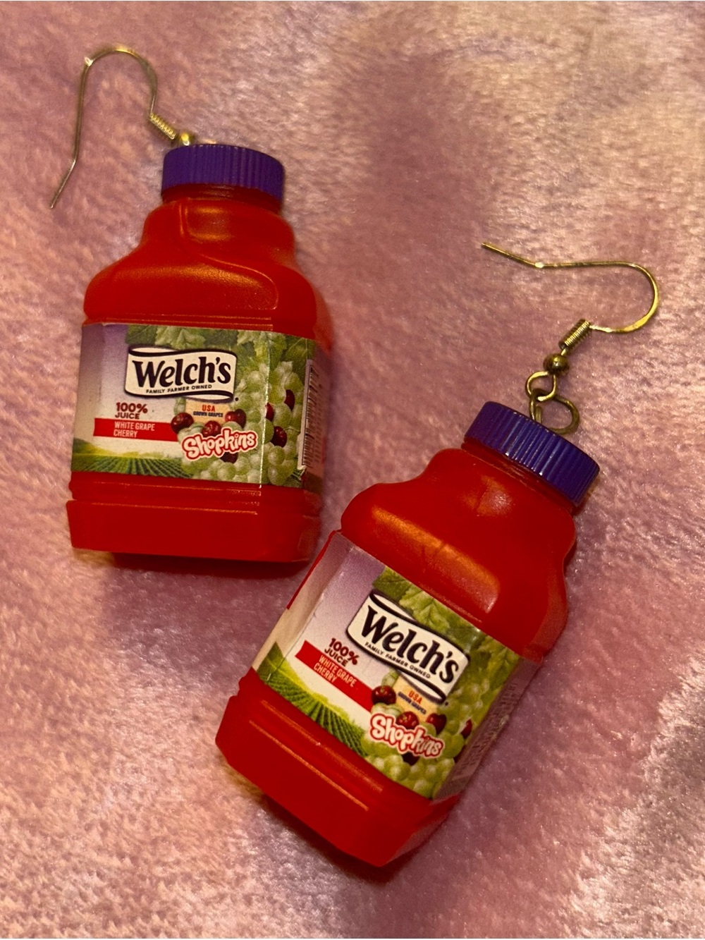 Handmade Shopkins Real Littles Welch's Juice Bottle Earrings